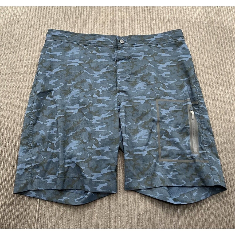 Mack Weldon Men Board Shorts Size 35/36 Blue Camo‎ Beach Outdoors 8' Inseam.